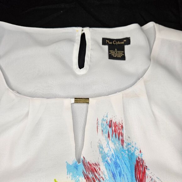 Nue Options Womens Blouse Multi-Color Size Large 100% Polyester Stretch Pullover - Picture 7 of 12